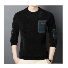 Pull patchwork en tricot lourd pour hommes